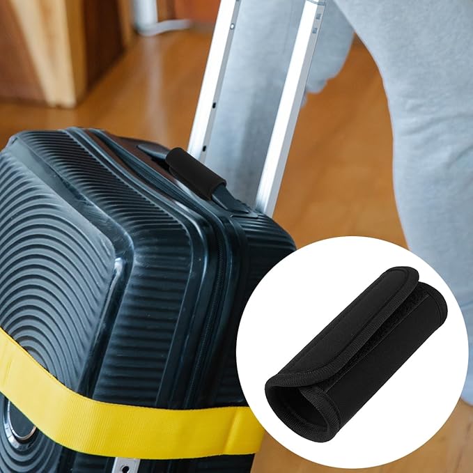 4 Pcs Neoprene Luggage Handle Wrap for Suitcase Luggage Tags Identifiers Bulk Luggage Handle Wrap Luggage Tag Wraps Travel Accessories (Black)
