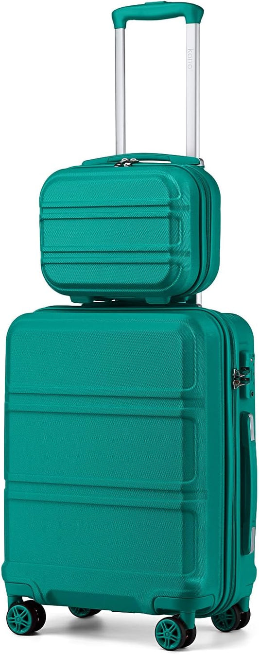 Kono Carry On Luggage Set Airline Approved Lightweight PC+ABS Carry On Suitcase with TSA Lock Spinner Wheels Durable Luggage Hardside Teal