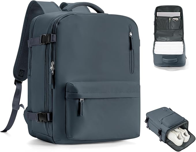 Travel Backpack for Women Men for Spirit Airlines Personal Item Bag 18x14x8 Inches Laptop College Waterproof Carry on Flight Approved Work Backpack Mochila de Viaje, Large Grey Blue