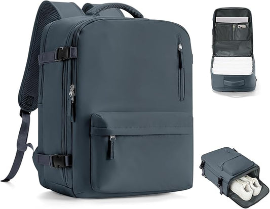 Travel Backpack for Women Men for Spirit Airlines Personal Item Bag 18x14x8 Inches Laptop College Waterproof Carry on Flight Approved Work Backpack Mochila de Viaje, Large Grey Blue