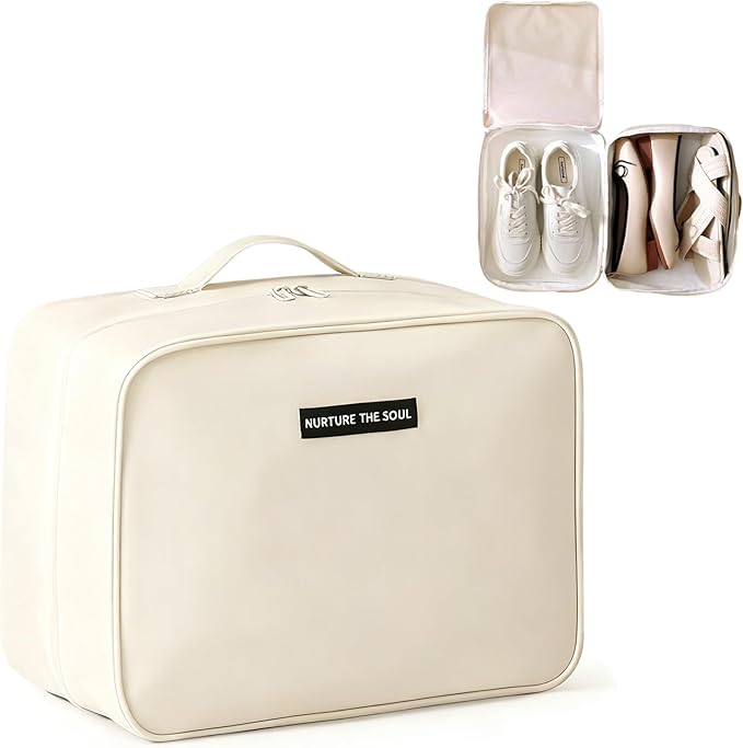 Shoe Bags for Travel, Travel Shoe Bag with Double Layer Storage - Fits 3-4 Pairs,Attaches to Luggage