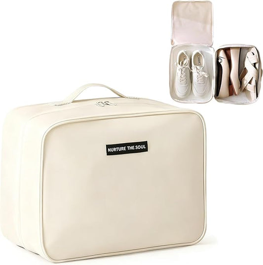 Shoe Bags for Travel, Travel Shoe Bag with Double Layer Storage - Fits 3-4 Pairs,Attaches to Luggage
