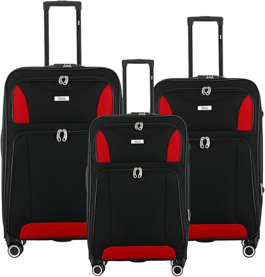 Mirage Casey 3 Piece Expandable Softside Luggage Set, Black
