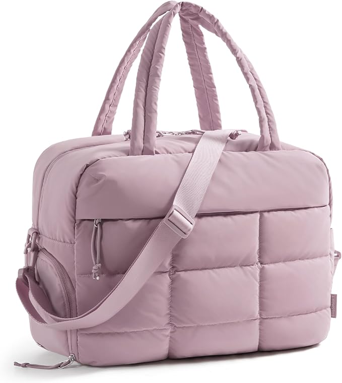 BAGSMART Gym Bag for Women, Carry on Travel Duffel Bag, Water-resistant Weekender with Shoe Compartment for Gym Travel Work, Purple, Medium