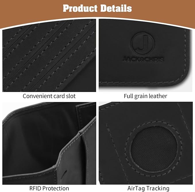 Jack&Chris Genuine Leather Handmade Passport Holder For Travel, RFID Blocking Passport Holder with Card Slots, Travel Essentials wallet with Pen Holder for Women and Men for Gifting, Black