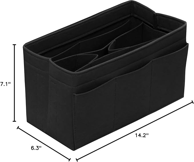 DailyPlus Purse Organizer Insert Felt Bag Organizer Handbag Organizer Insert Bag In Bag Organizer for Tote Purse Bag 14 Pockets Black X-Large