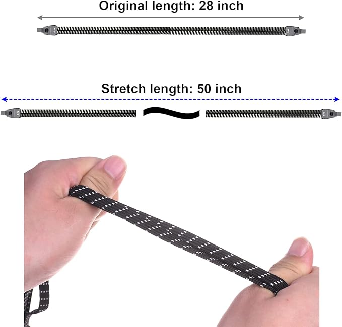 Cosmos 3 in 1 Bungee Cord Elastic Motorcycle Bike Luggage Fixed Strap Rope, 2 Pcs Straps with 1 Pc Marble Pattern Storage Bag