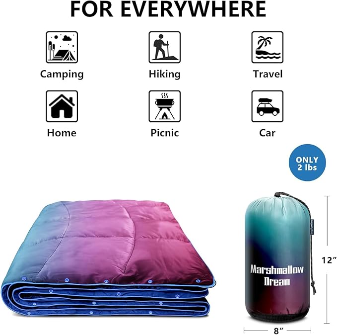 Camping Blanket, Puffy Blanket Lightweight Windproof Water Resistant for Outdoors,Hiking, Backpacking,Beach,Car,Picnic,Stadium