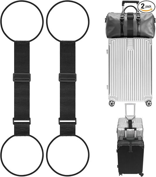 Luggage Connector Straps for Suitcase, Adjustable Travel Belt for Carry on Bag, Backpack, Accessories, Thickened Elastic Add A Bag Bungee Strap, 2 Pack