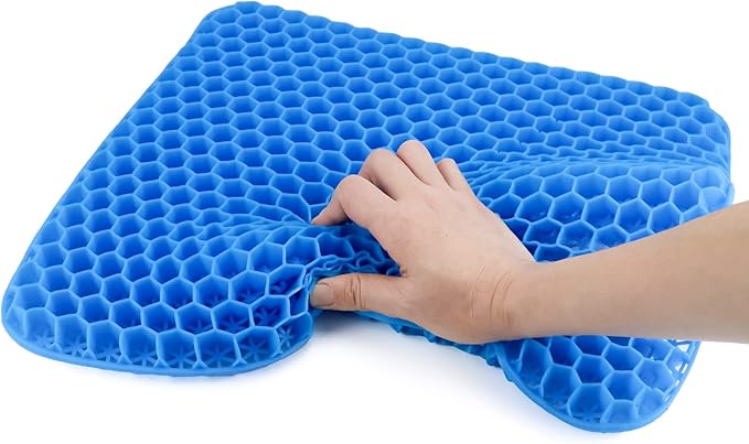 QWORK Gel Seat Cushion, Gel Cushion, Cool & Breathable & Non-Slip for Car, Office, Home, Wheelchair (Blue, 40 x 35 x 3.2 cm)