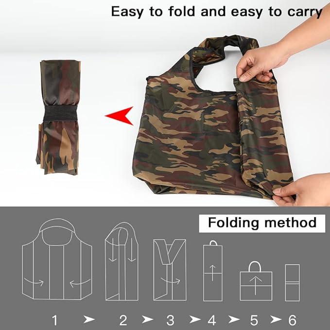 Aricsen 20 Pack 15x4.5x15 Inch Mixed Color Reusable Grocery Bags with Handles Bulk, Shopping Foldable Kitchen Bags Large Capacity Machine Washable Nylon Tote Bags, Polyester Fabric