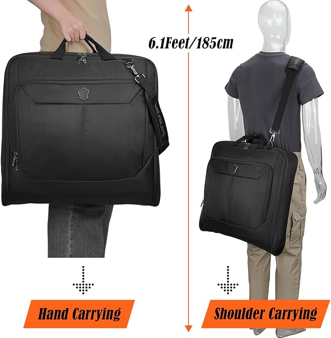 WELKINLAND 3-Suits Garment Bag for Travel with Toiletry Bag, 30L-Large Suit Carry On Garments Bag for Travels, 15-Pockets Suits Holder Travel Bags, Wrinkle-Free Suit and Dress Garment Bag for Travels