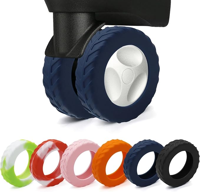 XYOFUN Luggage Compartment Wheel Protection Cover - Upgraded 8-Pack Anti Dust & Scratch Noise Reduction Carry On/Travel Suitcase Wheel Protector - For 2-2.4" wheels - Dark blue