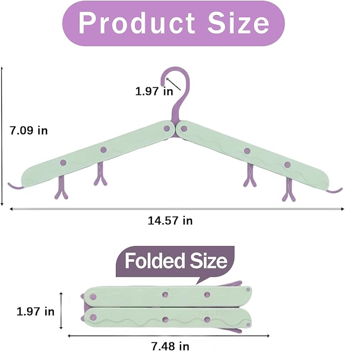 10 Pcs Modular Folding Travel Hangers (Beige/Red), MAX Space Saving Collapsible Hangers for Cruise, RV, and Luggage | Durable Two-Tone Set (Green/Purple)