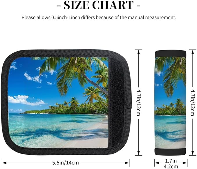 Luggage Handle Wrap, Beach Sea Tree Durable Neoprene Suitcase Handle Wraps for Luggage Door Handles Refrigerator x2