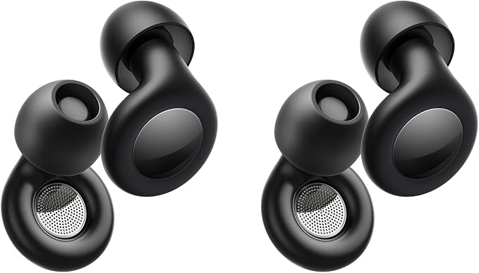 Ear Plugs for Sleeping Noise Cancelling, Reusable Silicone Ear Plugs for Noise Reduction with 8 Ear Tips, Earplugs for Sleep, Concerts, Travel, Snoring (Black + Black, One Size)