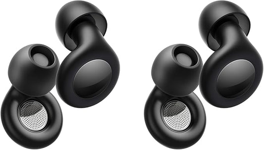 Ear Plugs for Sleeping Noise Cancelling, Reusable Silicone Ear Plugs for Noise Reduction with 8 Ear Tips, Earplugs for Sleep, Concerts, Travel, Snoring (Black + Black, One Size)
