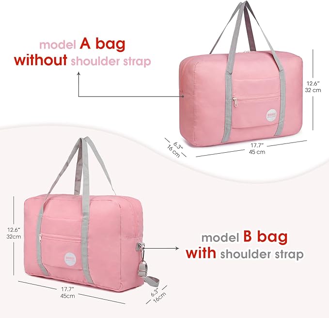 WANDF For Spirit Airlines Personal Item Bag 18x14x8 Travel Duffel Bag Underseat Foldable Carry-on Luggage for Women