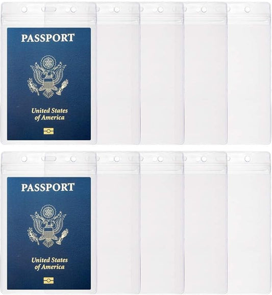 10PCS Passport Holder 4x6 Inch Extra Large ID Badge Holders PVC Card Holder Fill for Passports,Cash, Credit Card, Plane Ticket, Receipts.by CypesCrafts