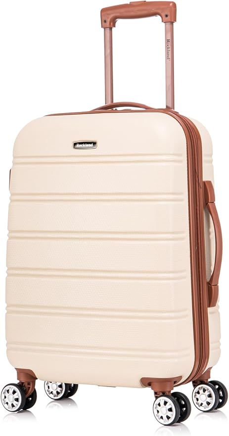 Rockland Melbourne Hardside Expandable Spinner Wheel Luggage Set, White, Carry-On 20-Inch and Tote 14-Inch
