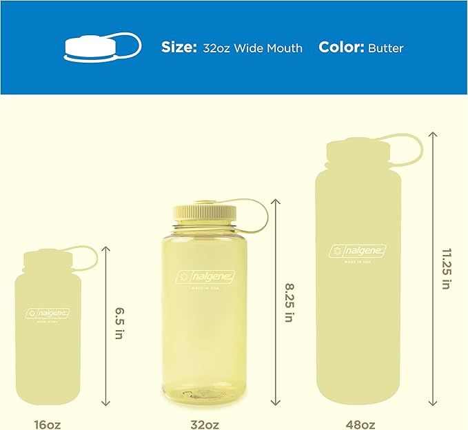 Nalgene 32 oz Wide Mouth Water Bottle | BPA-Free, Durable & Leak Proof, Lightweight Bottle for Hiking & Gym, Work & Travel