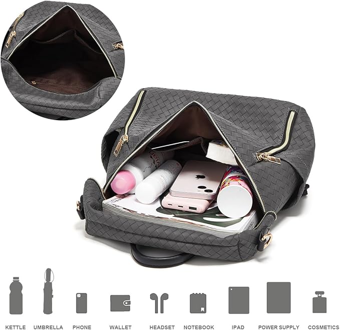 Makes Backpack Purse for Women PU Leather Travel Satchel Handbag Convertible Design Bag with Purse 2 Piece