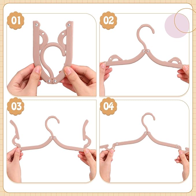 Teenyyou 12 Pcs Travel Hangers Cruise Ship Essentials Foldable Portable Plastic Vacation Hangers Non Slip Clothes Drying Rack Travel Accessories for Dormitory School Hotel Laundry (Lively Color)