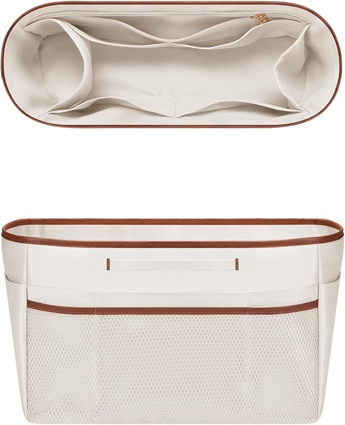 GIVLEFLY Large Purse Organizer Insert for Tote Bag, Lightweight Handbag Organizer with Multiple Pockets, Structured Bag Insert,White
