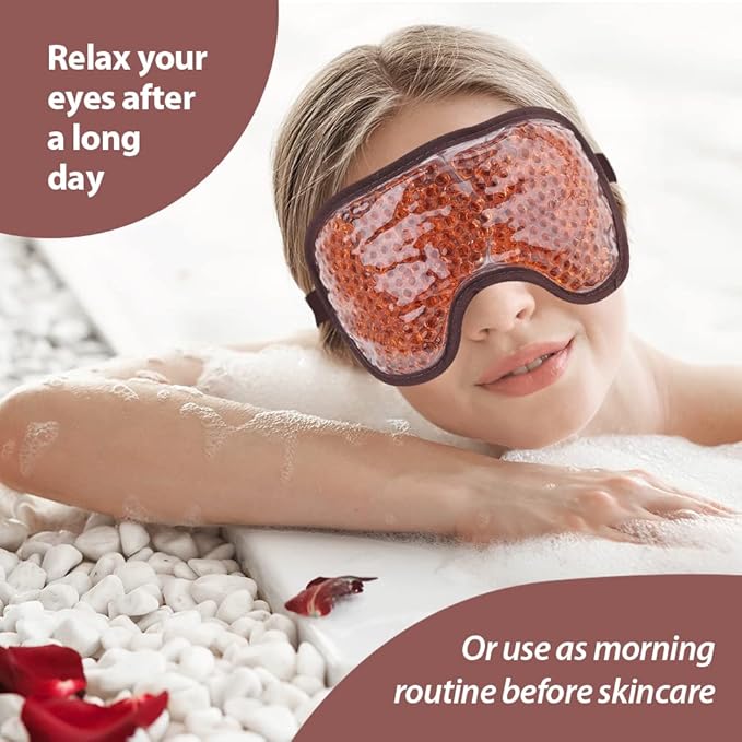 NEWGO Cooling Eye Mask for Puffy Eyes, Cold Eye Mask Eye Ice Pack for After Eyes Surgery, Tension Stress Relief, Itchy Eyes, Headaches, Dark Circles - Brown