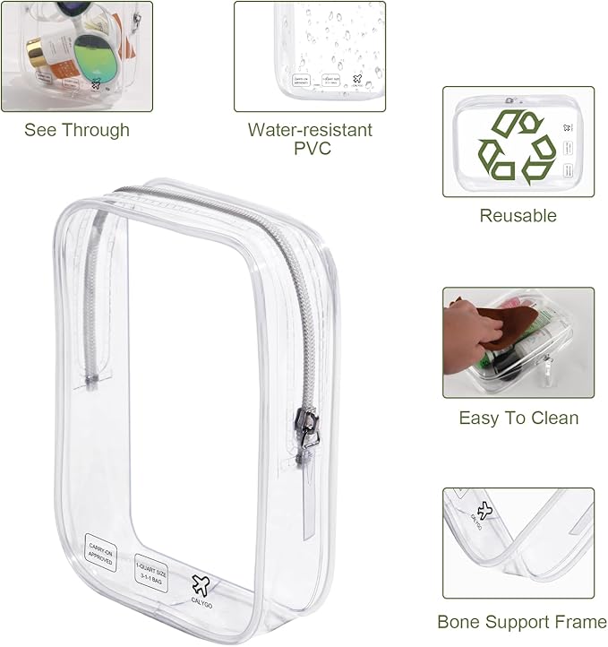 2 Packing Cubes 1 Quart Size Travel Bag TSA Approved Toiletry Bag Clear Small Purse Pouch International Long Flight Must Haves for Toiletries Makeup Liquids Airplane Europe Vacation Essentials