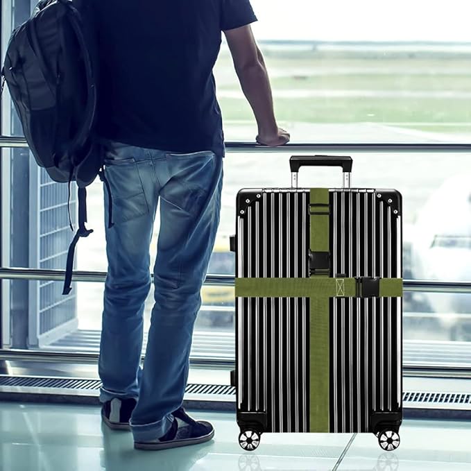 Luggage Straps for Suitcases TSA Approved-2 Pack Bright Personalized Luggage Belt Strap for Suitcase/Carry On Bag Luggage Accessories for Travel (ArmyGreen)