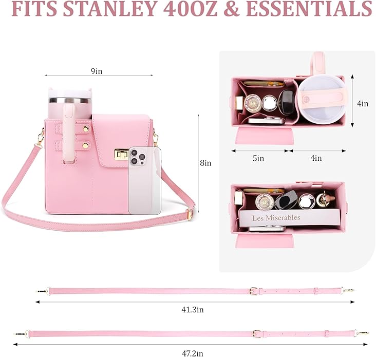 Stanley Purse Cup Holder Bag- Outdoor Portable Crossbody Bag for Stanley Cup Tumbler Purse