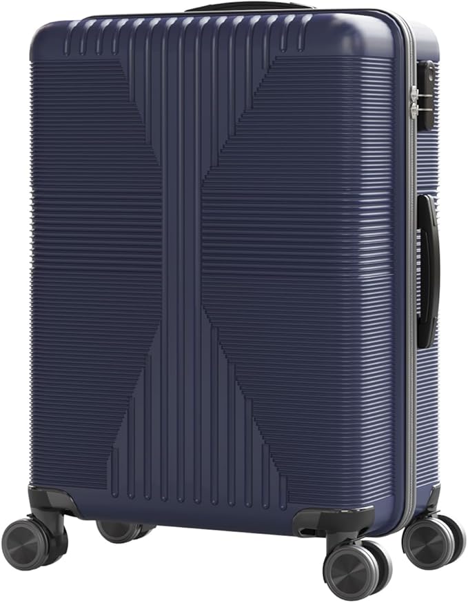 Karl home 28" Check-in Luggage, PP Hardside Checked Medium Suitcase with Wheels, Waterproof Durable Rolling Luggage with Built-in Lock for Travel Business, Blue