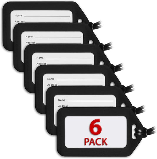 Mifflin-USA - Luggage Tags - Black, 6 PK - Bag Tag for Baggage - Suitcase Accessory Bulk