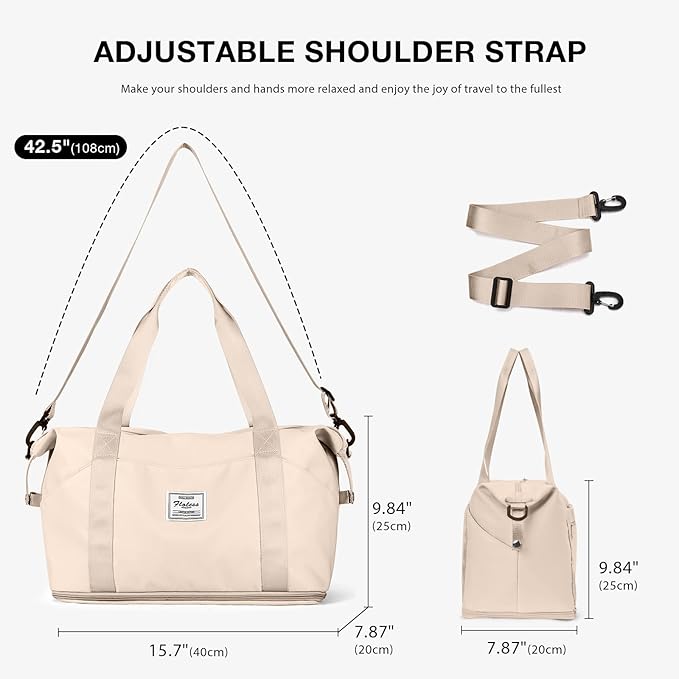 Travel Duffel Bag, Sports Tote Gym Bag, Shoulder Weekender Overnight Bag for Women