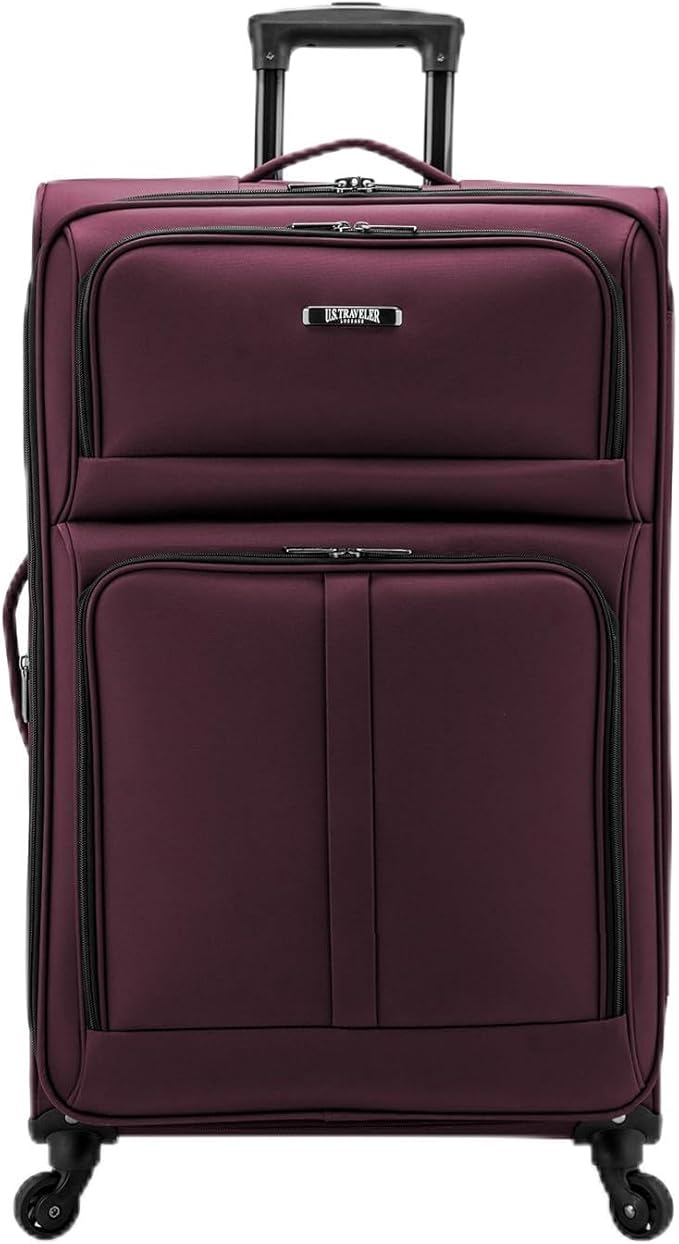 U.S. Traveler Anzio Softside Expandable Luggage with Spinner Wheels, Burgundy, 30-Inch Large