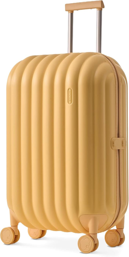 artrips Checked Luggage 24 Inch, Lightweight Hard Shell Suitcase with Spinner Wheels, Medium Travel Suitcase for 4–7 Day Trips, Yellow