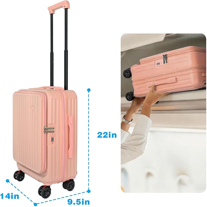 Carry on Luggage 22x14x9 Airline Approved, Carry on Suitcases with Wheels, Expandable Suitcase with YKK zipper, Top Open Design Luggage with Spinner wheels, Perfect for Gift