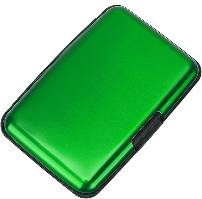 ELFISH Mini RFID Aluminum Wallet Credit Cards Holder Business Card Case Metal ID Case for Men Women (Green)