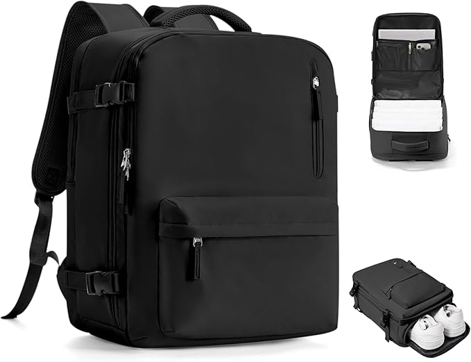 VGCUB Travel Backpack for Women Men for Spirit Airlines Personal Item Bag 18x14x8 Inches Laptop College Waterproof Carry on Flight Approved Work Backpack Mochila de Viaje,Large Black