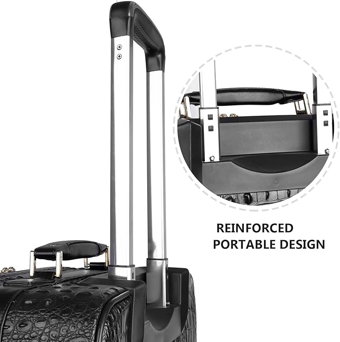feilario Croco trolly luggage with spinner wheel softside suitcase lightweight checked bag