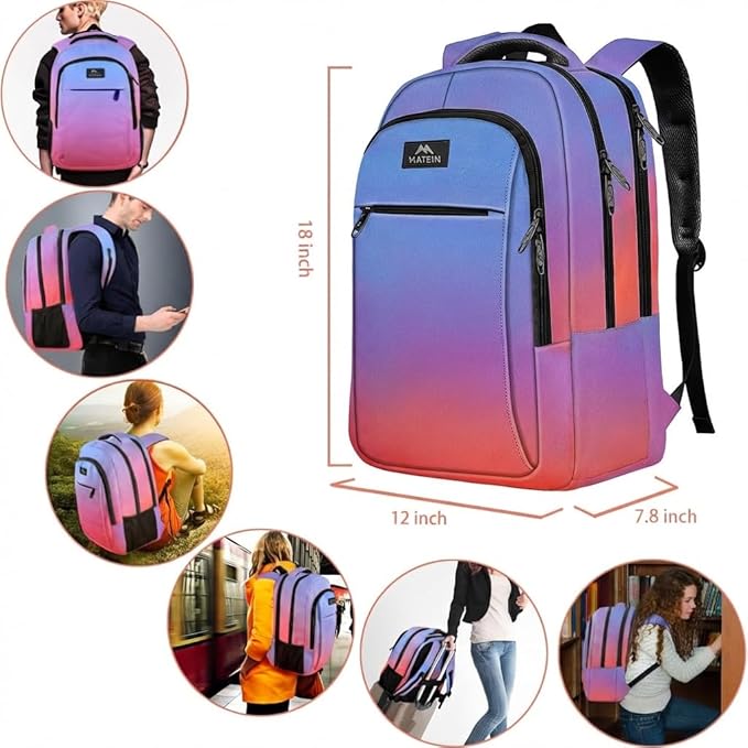 MATEIN Fashion Laptop Backpack 15.6 Inch, Anti Theft Slim Travel Backpack, Water Resistant Computer Bag for Men & Women