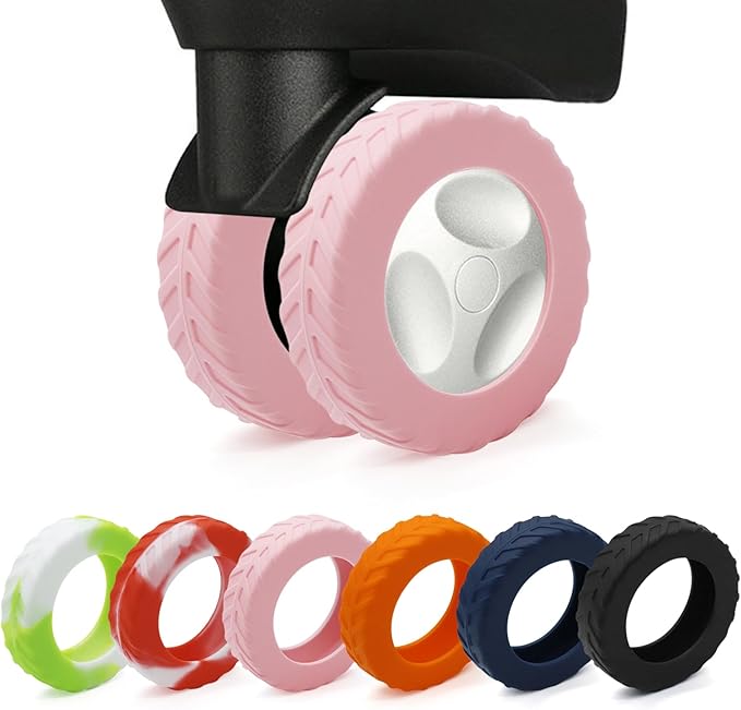 XYOFUN Luggage Compartment Wheel Protection Cover - Upgraded 8-Pack Anti Dust & Scratch Noise Reduction Carry On/Travel Suitcase Wheel Protector - For 2-2.4" wheels - Pink