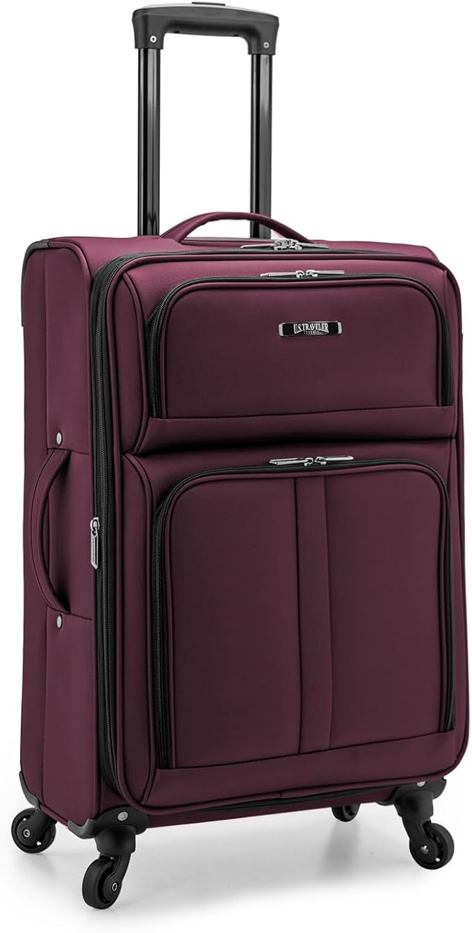 U.S. Traveler Anzio Softside Expandable Luggage with Spinner Wheels, Burgundy, 26-Inch Medium