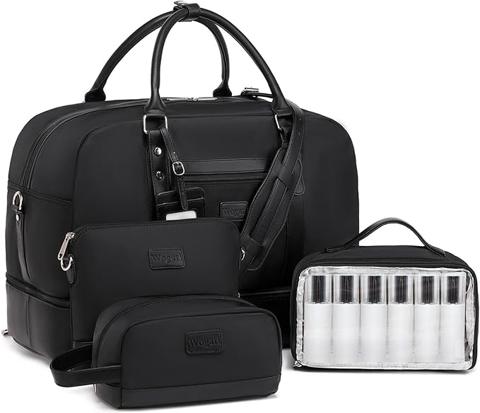 Wogarl Weekender Bags for Women Large Overnight Bag Weekend Travel Duffel Bag Carry on Shoulder with Shoe Compartment Toiletry Bag for Travel Business Gym