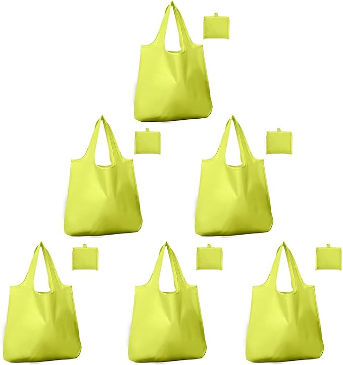 Foldable Reusable Grocery Bags – Heavy Duty 6 Pack with Handles | XL Tote for Women & Men, Market, Travel, Storage