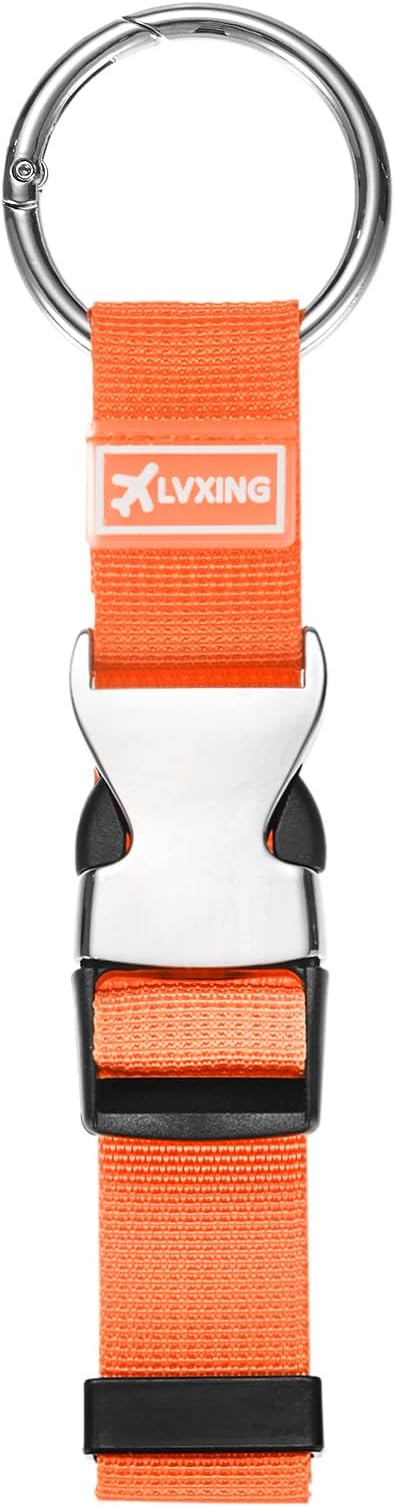 M METERXITY 1-Pack Add A Bag Luggage Strap, Adjustable Suitcase Belt for Connecting Luggage/Backpack/Jacket, Carry Strap with Ring Buckle [Orange]