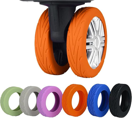 Upgrade Luggage Wheel Covers, 8pcs Suitcases Wheel Protector,Wear-Resistant, Anti-Noise, Silicone Protectors For 2-2.4"Luggage Spinner,Accessories for Travel (Orange)