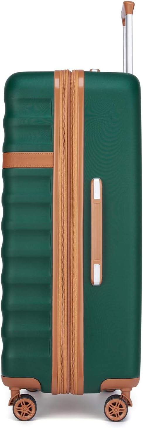 Kono Medium Sized Checked Luggage, 24 Inch Expandable with Spinner Wheels, TSA Lock, ABS + PC Lightweight Travel Suitcase with Larger Capacity and Lighter Weight, Green