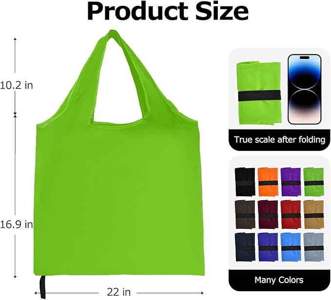 Washable Reusable Grocery Bags, Foldable Reusable Shopping Bags, Polyester Tote, Pocket Size Carrier